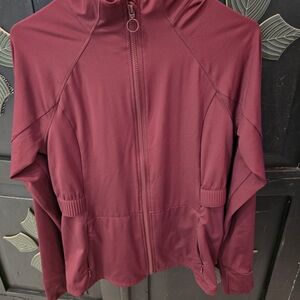 Fabletics Maroon Bomber Jacket and Pants